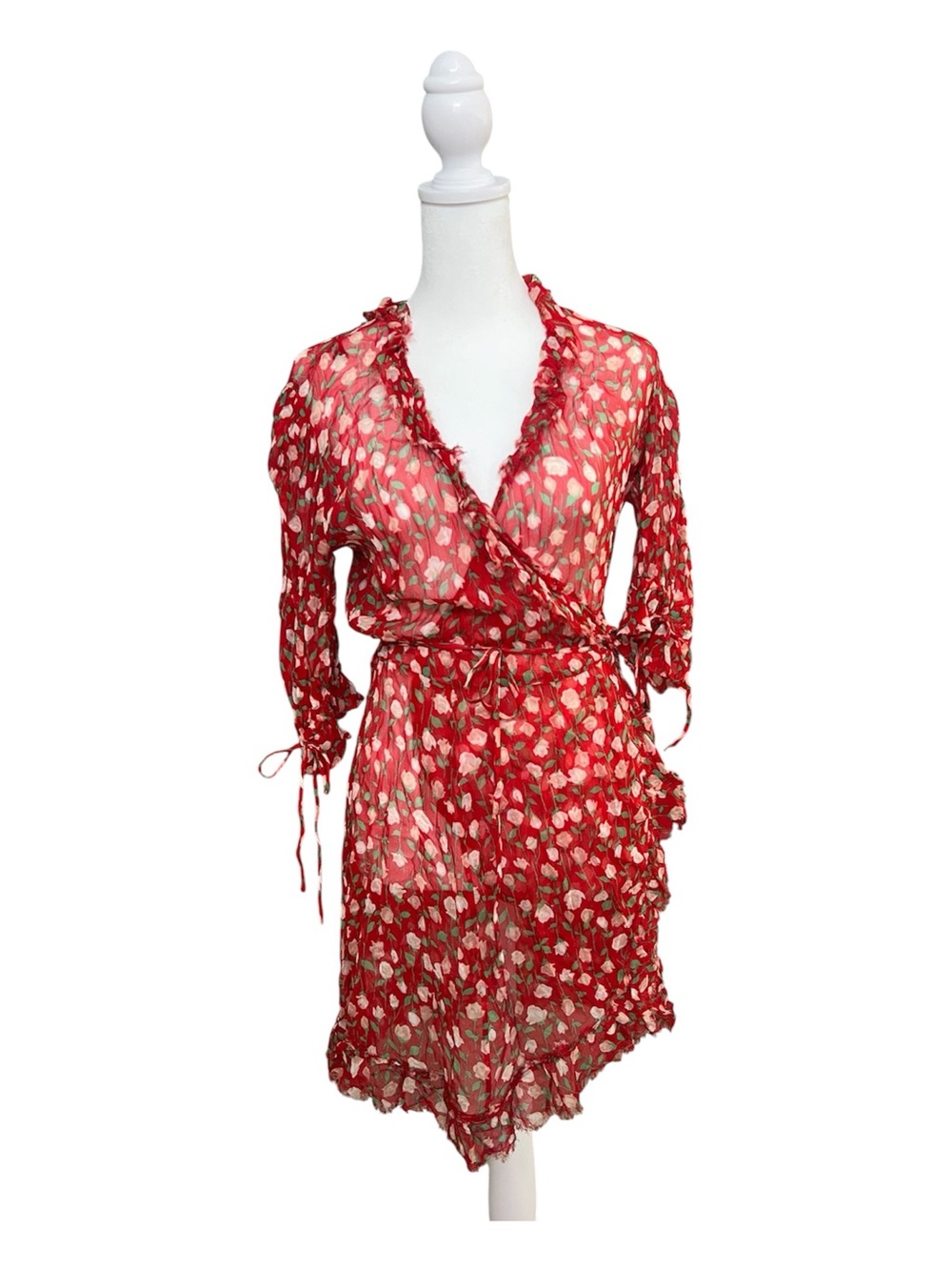 The Kooples Rosa Rossa sheer wrap dress Size 1- Small $55